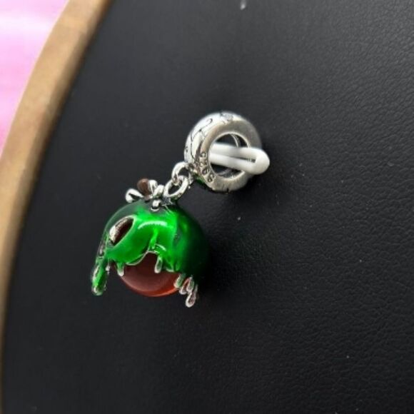 Poisoned Apple Charm S925 Sterling Silver Slide-On Bracelet Disney Villain Inspo - Picture 4 of 11